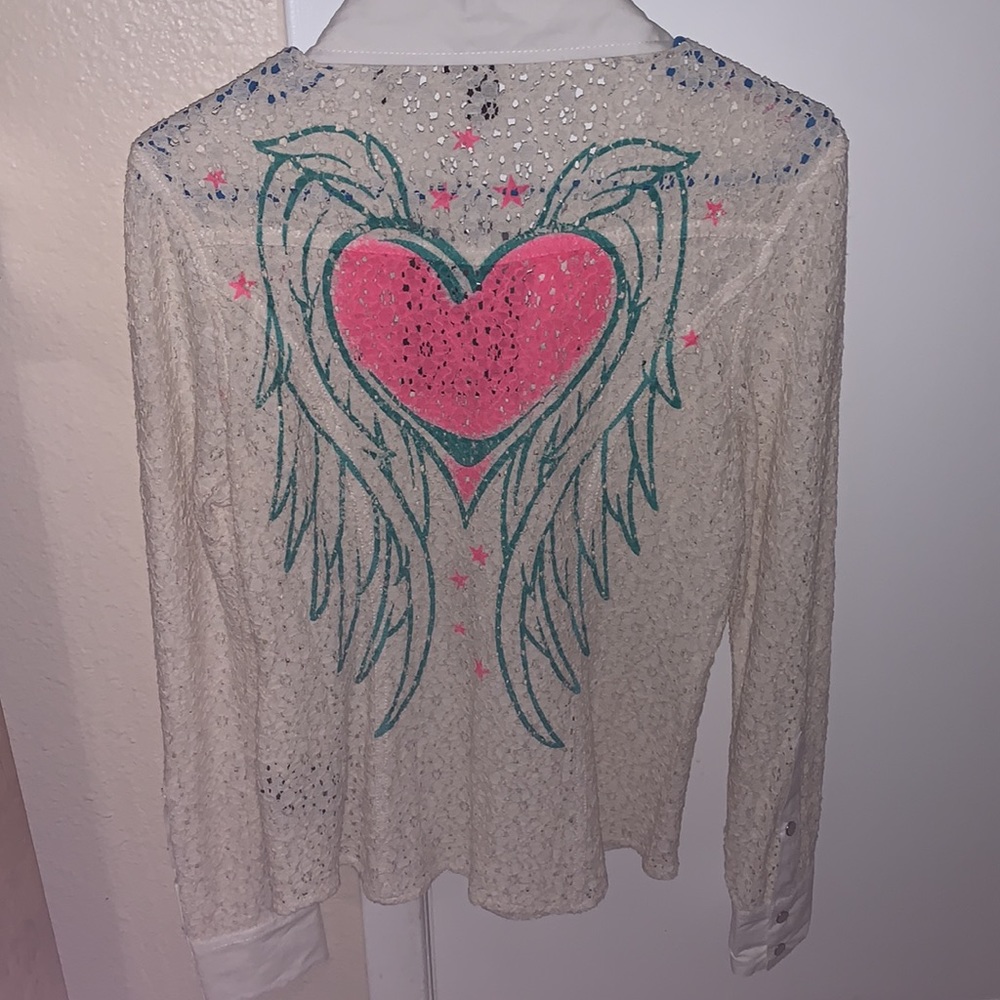 Sinful Iolet Long Sleeve*Button Down*Graphic Top*… - image 1